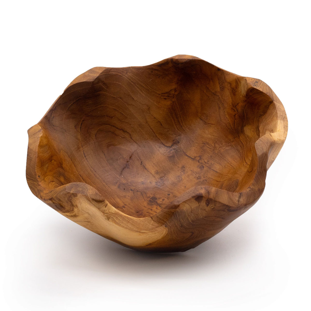 Smooth Teak Wood Fruit Bowl, Medium 23cm – view 3