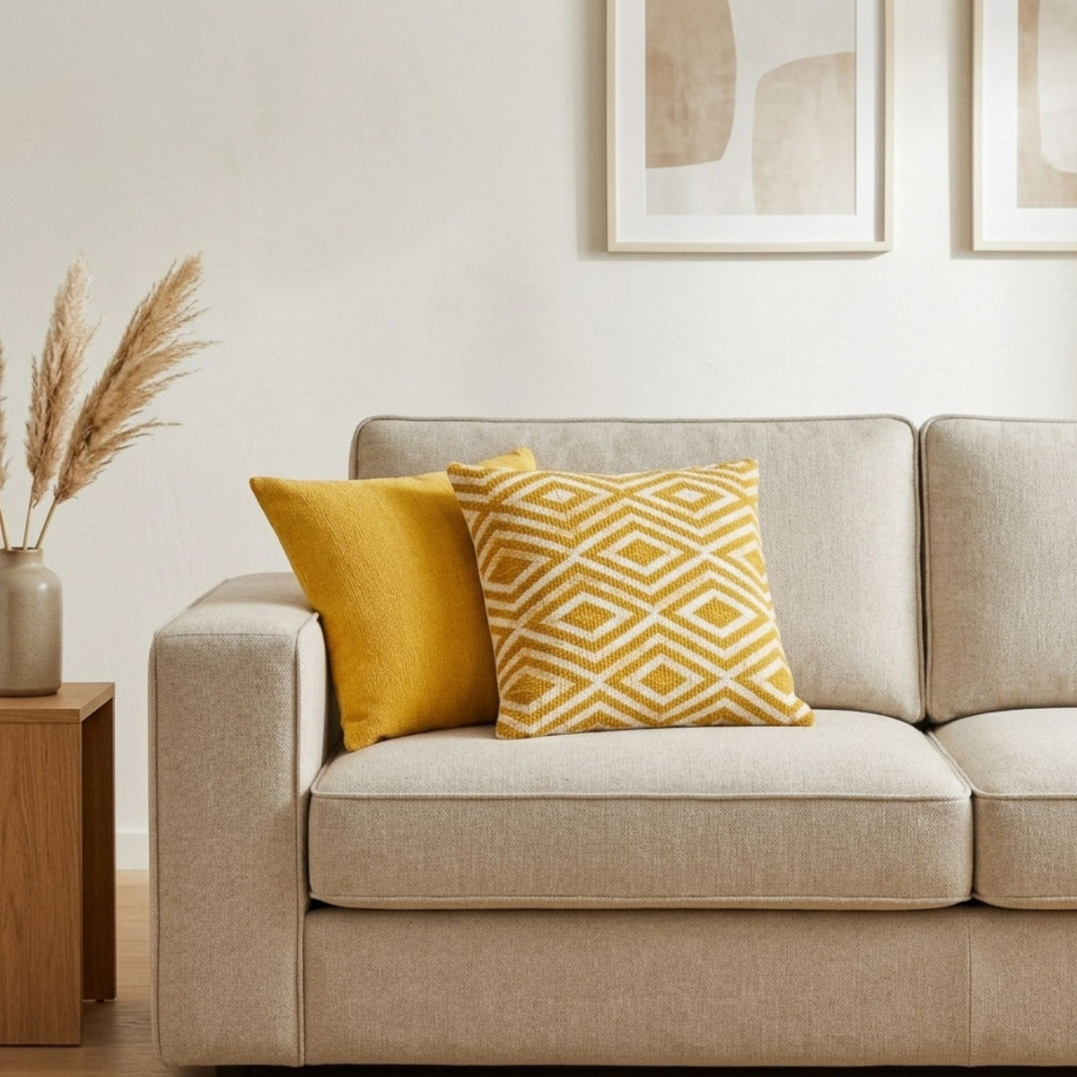 Mustard Diamonds Cushion Cover, 45x45cm – view 3