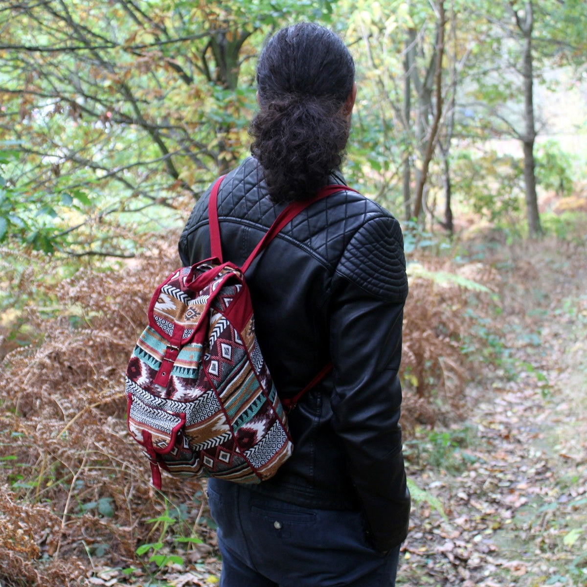 Chocolate Jacquard Backpack - Nepal Style