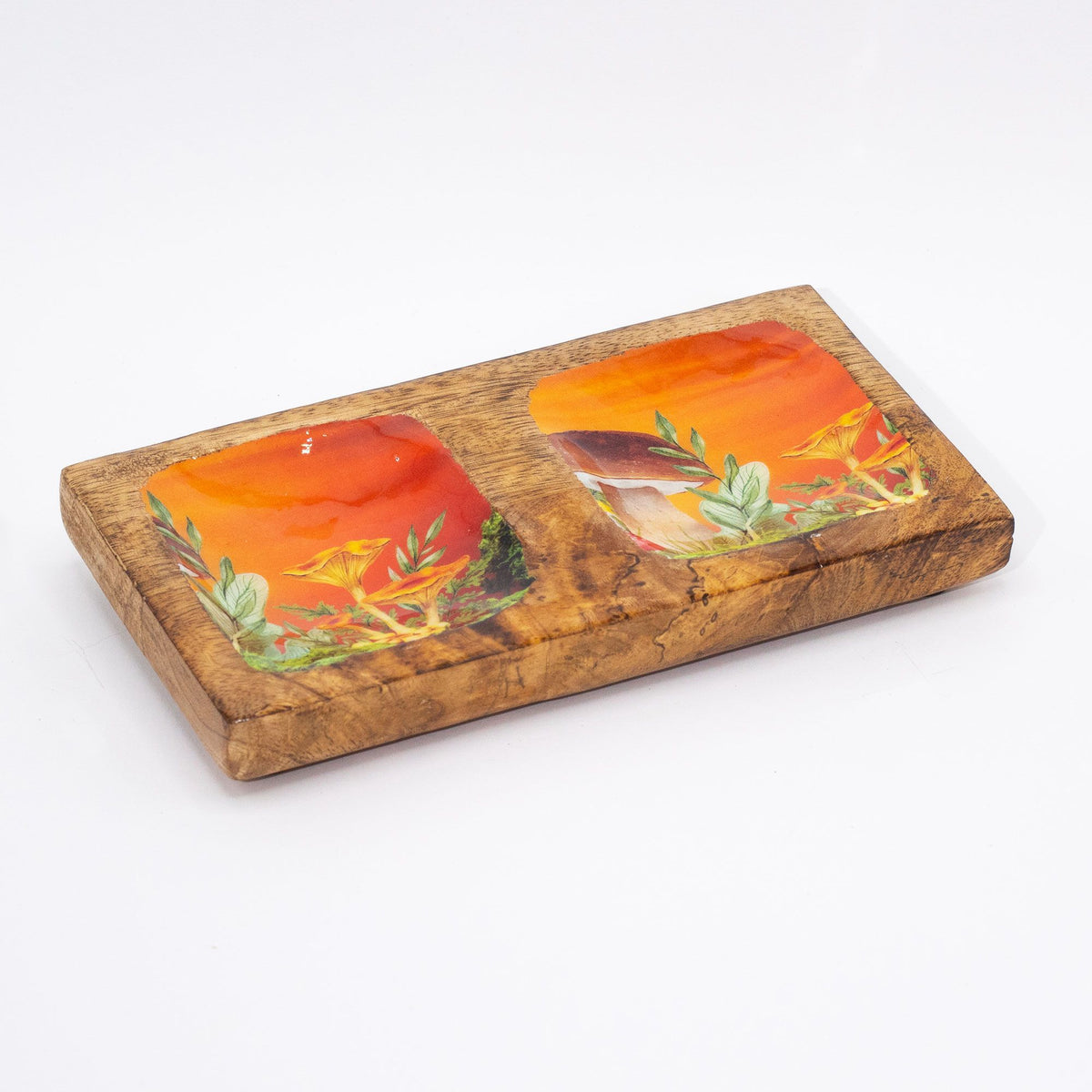 Enamelled Mushroom Trinket Tray - Double 20x10cm Maroon – view 4
