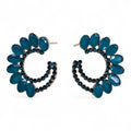 Teal Green Vintage Glass Loop Earrings
