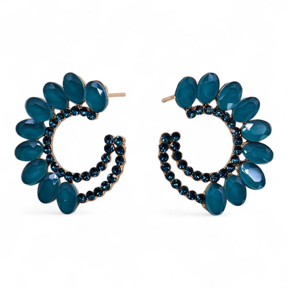 Teal Green Vintage Glass Loop Earrings