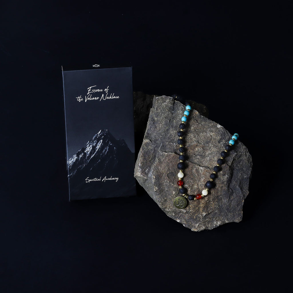 Lava Stone Necklace with Om Pendant 42cm - Spiritual Awakening – view 5
