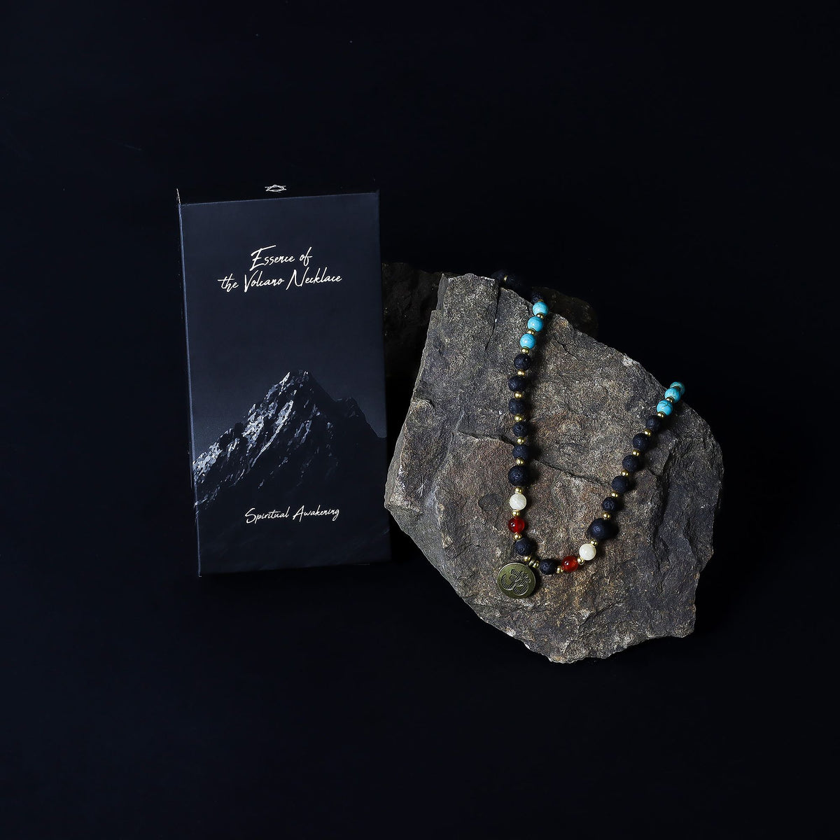 Lava Stone Necklace with Om Pendant 42cm - Spiritual Awakening – view 5