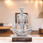 Wooden Yoga Lady Statue - Easy Pose, Whitewash Finish – view 2
