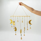 Brass Moon Phases Wind Chime, 43x40cm