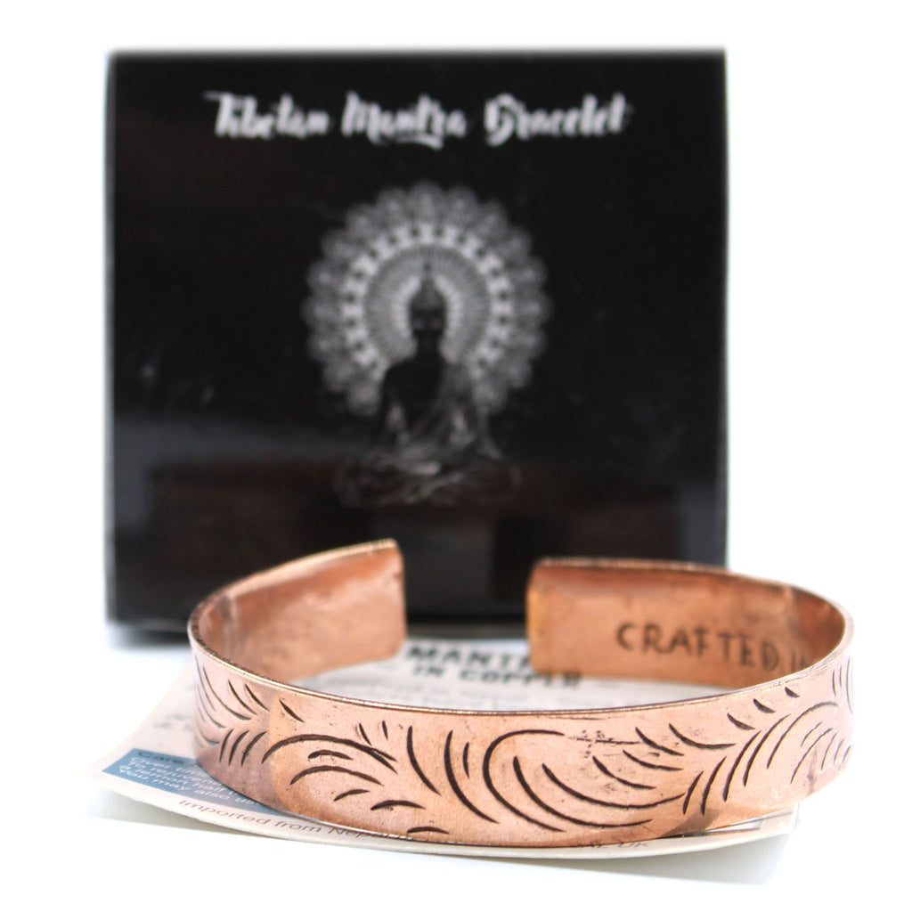 Copper Tibetan Bracelet with Wide Tribal Swirls – view 3