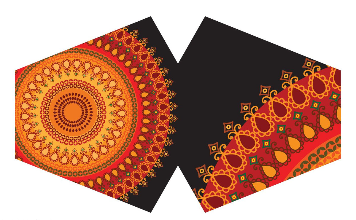 Reusable Fashion Face Covering - Orange Mandala Print (Adult) – view 5