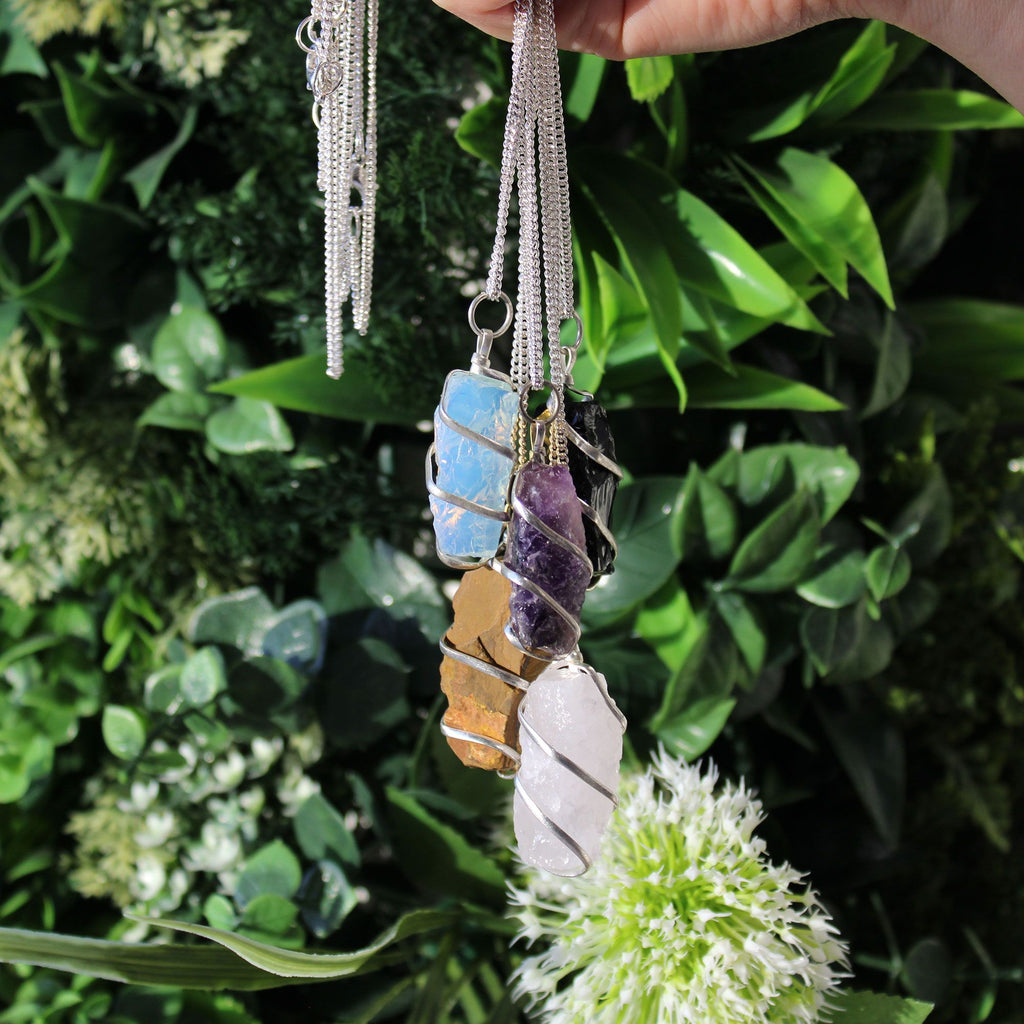 Cascade Wrapped Necklace - Rough Amethyst – view 2