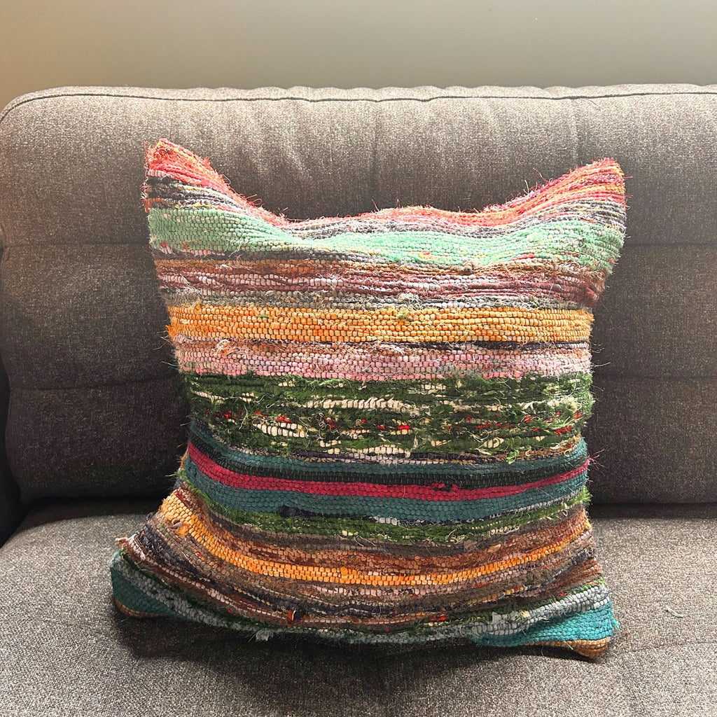 Rag Rug Cushion Cover - Charcoal Greys - 40x40cm