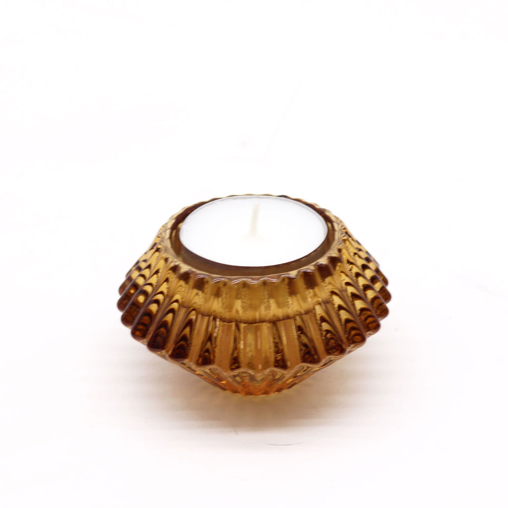 Set of 2 Flower Flip Candle Holders - Antique Amber – view 5