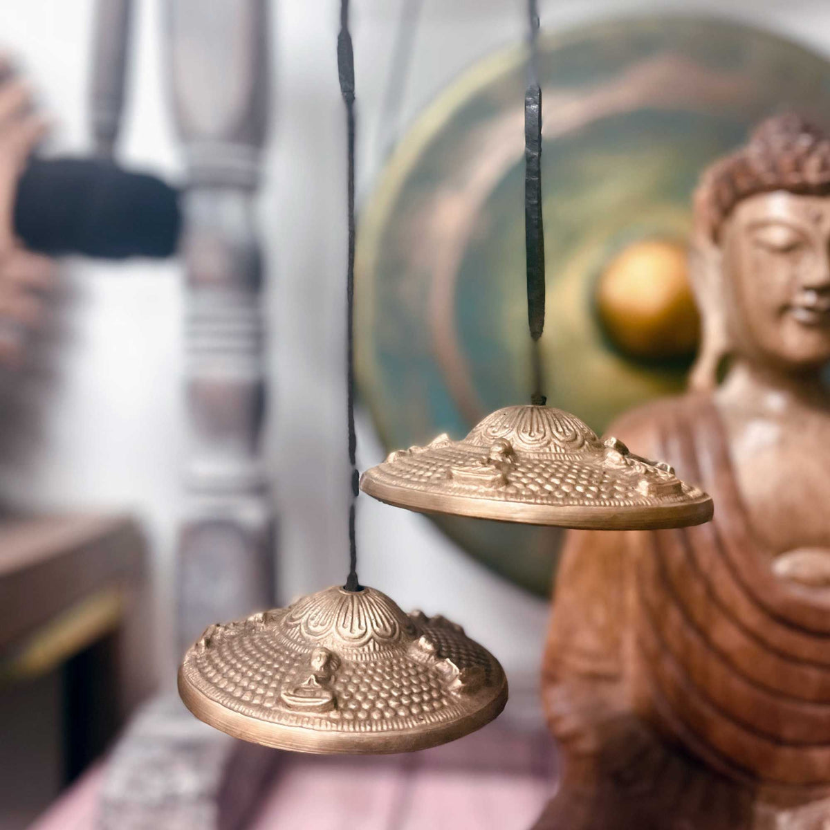 Tibetan Tingsha Bells - Five Buddha Design - 9.5cm – view 2