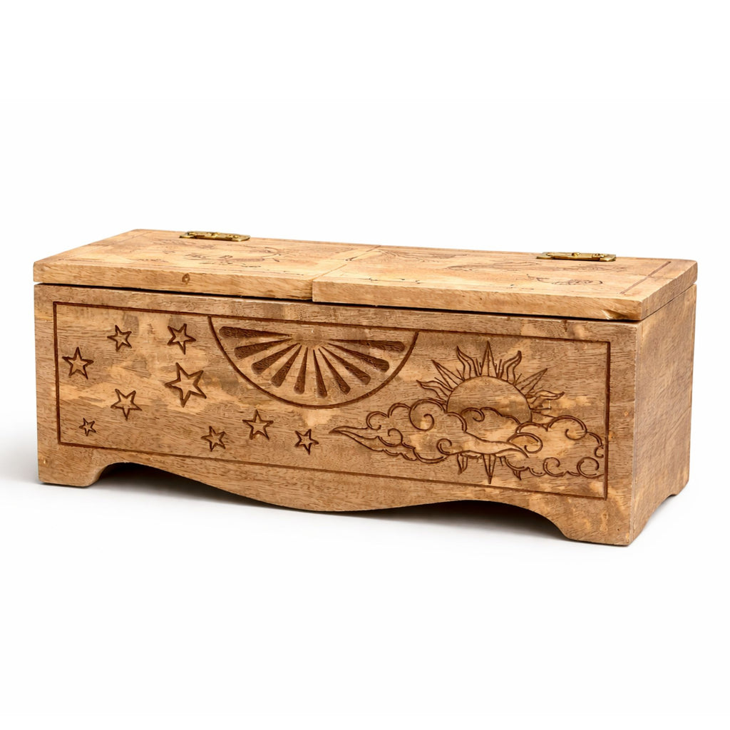 Sun and Moon Carved Sliding Box for Tarot