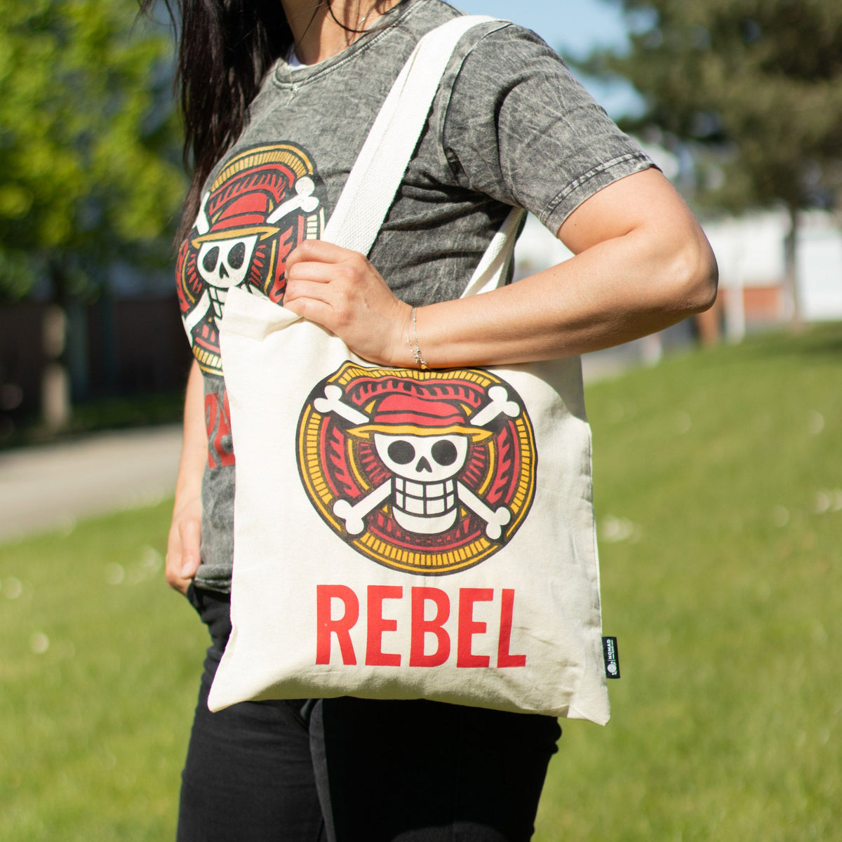 Nomad Sari Tote Bag - REBEL Graphic Print - Natural Cotton – view 7