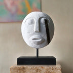 Timor Tribal Wood Mask, White Finish, 27x20cm – view 4