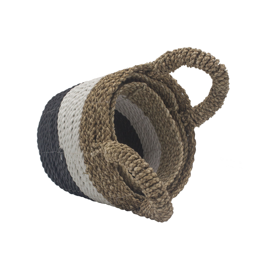 Seagrass Basket Set, 3 Pieces - Orange, Natural, White – view 7