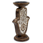 Mango Wood Hamsa Candle Stand - Large 25x18cm – view 2
