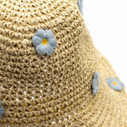 Nomad Sari Floppy Straw Sun Hat - Beige with Blue Flowers – view 3