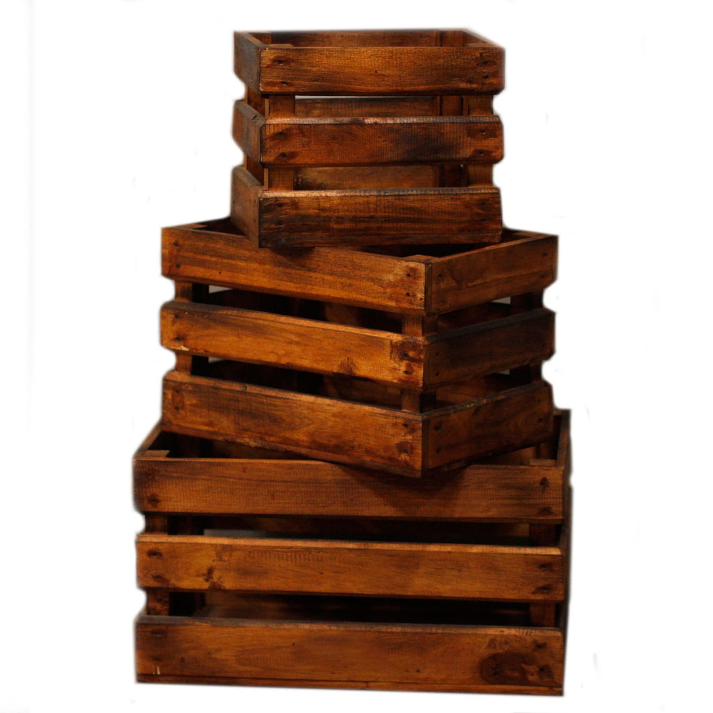 Set of 3 Wooden Storage Boxes - Brown – view 4