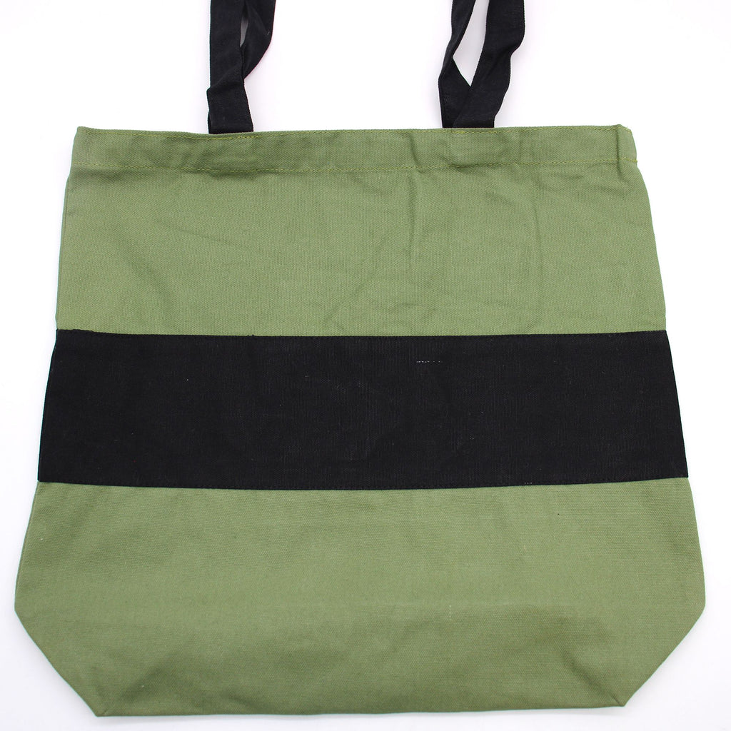 Two Tone Cotton Bag 38x42x12cm Green and Black – view 4