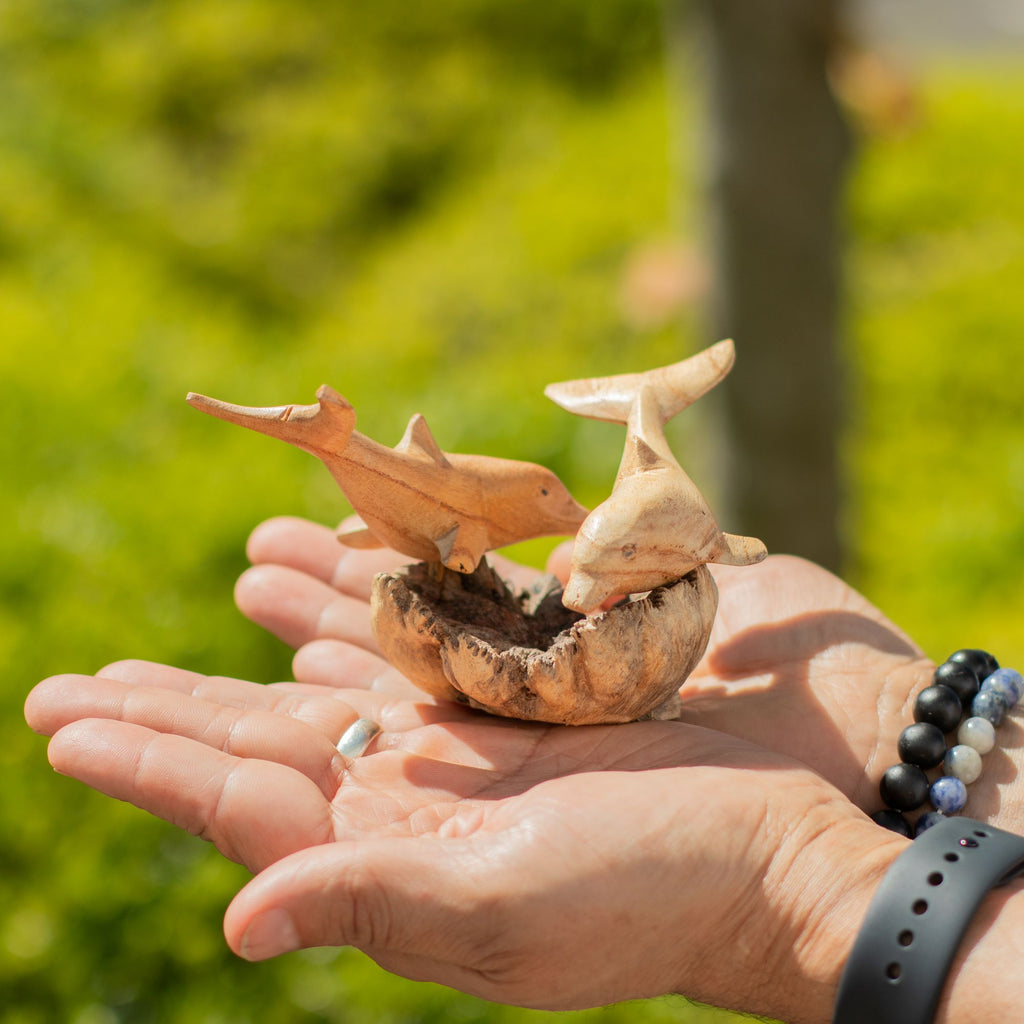 Parasite Wood Carving - Two Dolphins in Play – view 3
