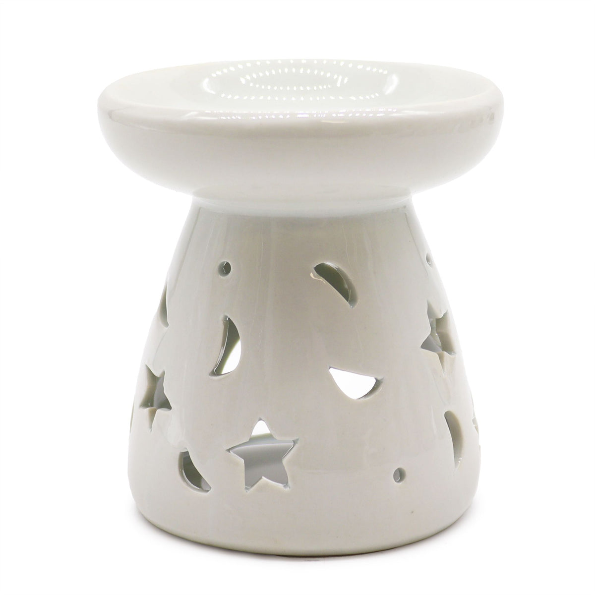 Large Classic White Oil Burner - Moon and Star – view 2