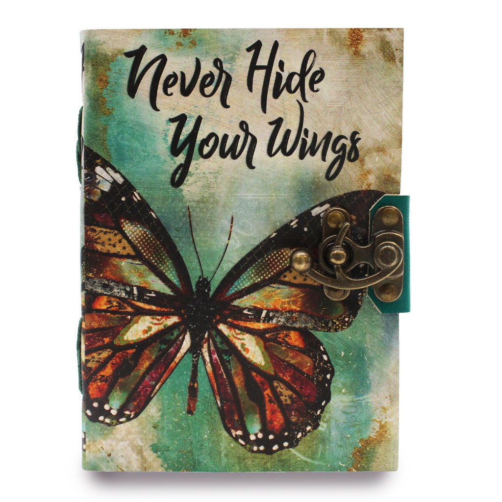 Leather Never Hide Your Wings Notebook – 18x13 cm