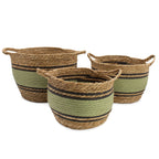 Cotton & Seagrass Baskets, Black and Green, Set of 3 – view 8