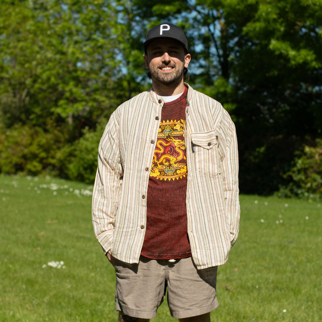 Nomad Sari Stonewashed T-Shirt - Dragon Mandala - Maroon - Medium – view 9
