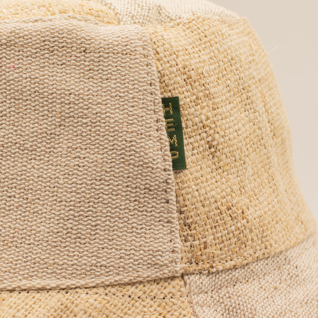 Patched Hemp and Cotton Boho Festival Hat - Natural