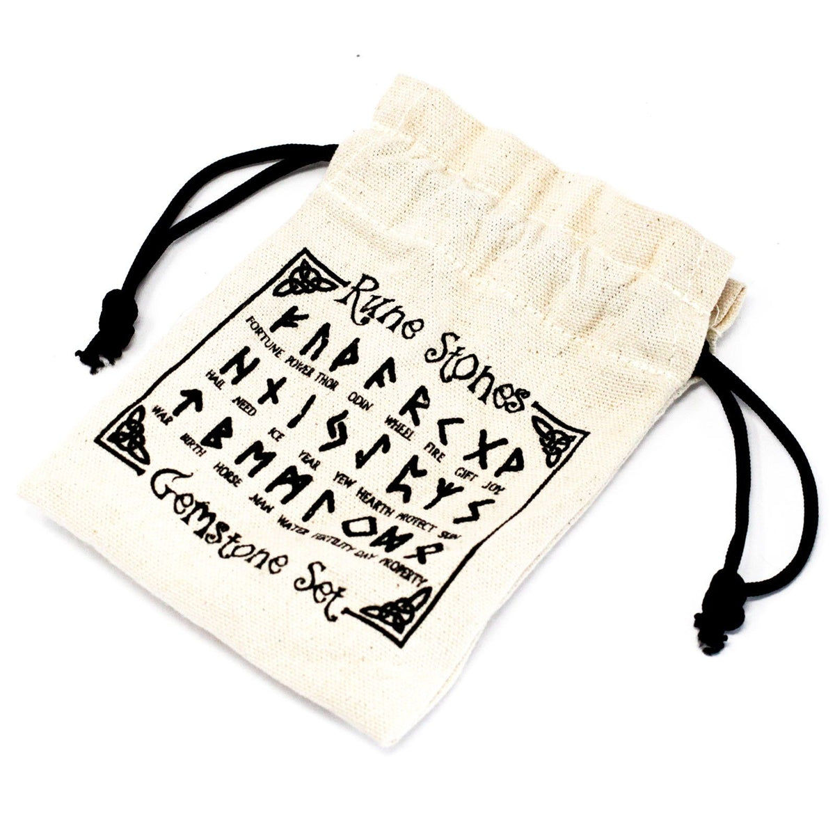 Blue Onyx Rune Set in Cotton Pouch – view 2