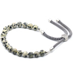 Dalmatian Jasper Gemstone Bead Bracelet on Charcoal Cord – view 5