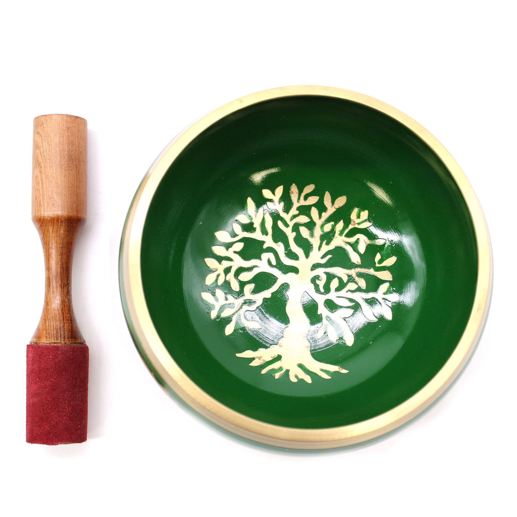 Large Tree of Life Singing Bowl Set - Green (14cm) – view 2