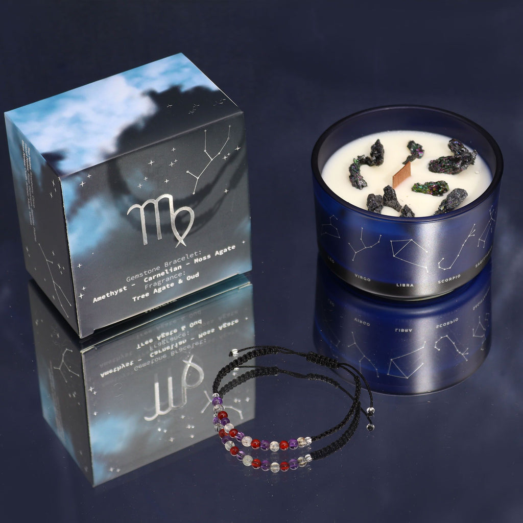 Virgo Zodiac Crystal Candle with Gemstone Bracelet – view 6