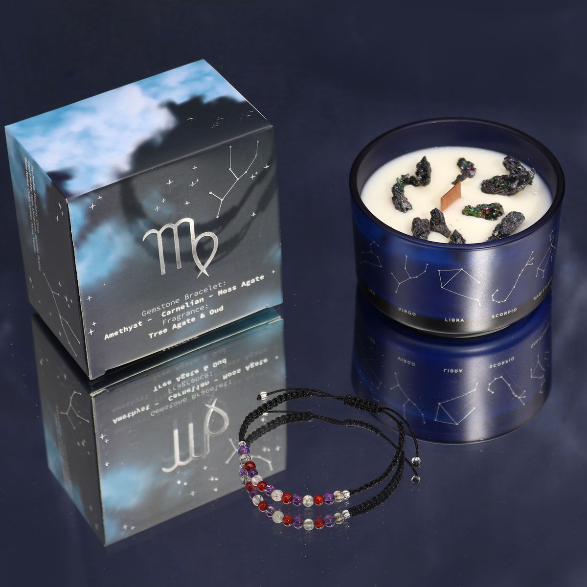 Virgo Zodiac Crystal Candle with Gemstone Bracelet – view 6