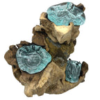 Molten Glass Triple Candle Holder on Wood – view 5