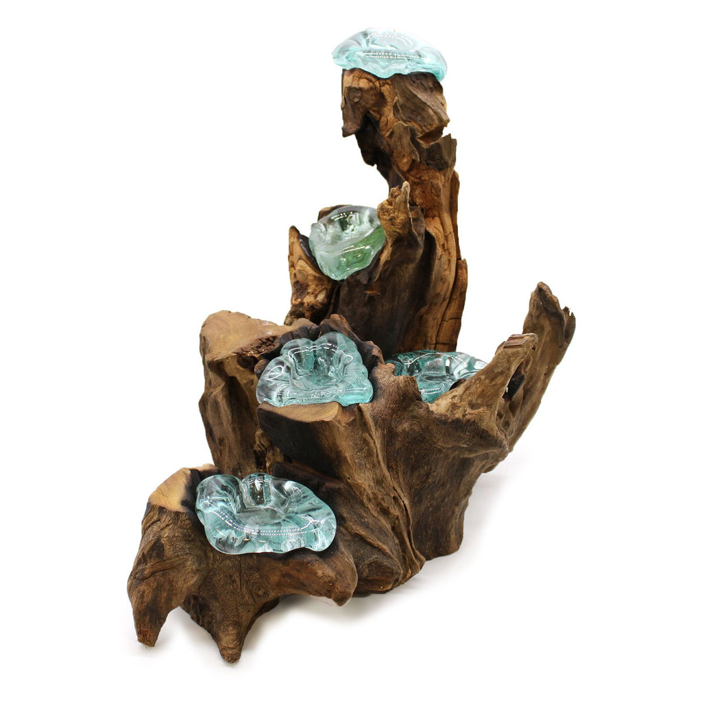 Molten Glass Five-Candle Holder on Wood
