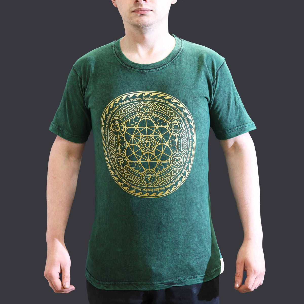 Nomad Sari Stonewashed T-Shirt - Chakra - Green - Small – view 2