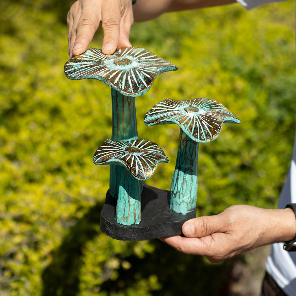 Golden Mushroom Wood Sculpture - Small 20cm Greenwash – view 2
