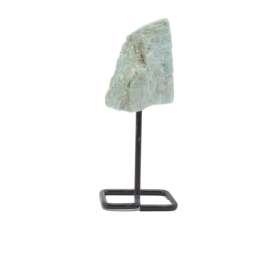 Amazonite Mineral Specimen on Black Metal Stand – view 7