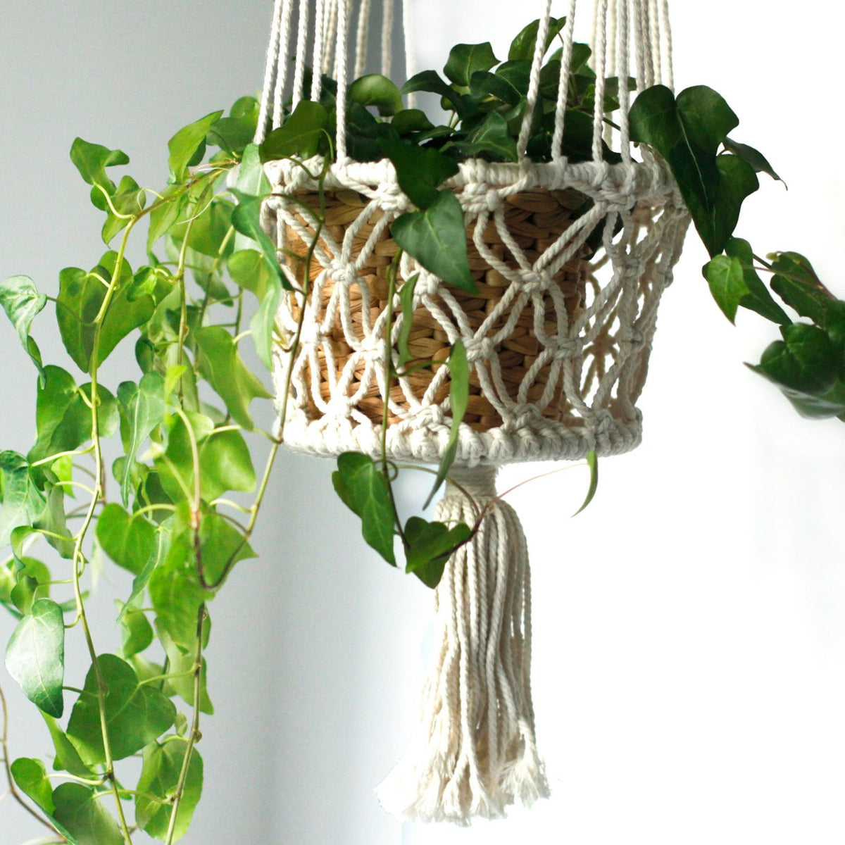Double-Pot Macrame Plant Hanger, 100cm Long – view 3
