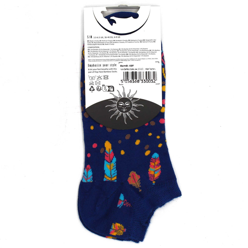 Hop Hare Bamboo Low Trainer Socks - Indian Feathers – view 2
