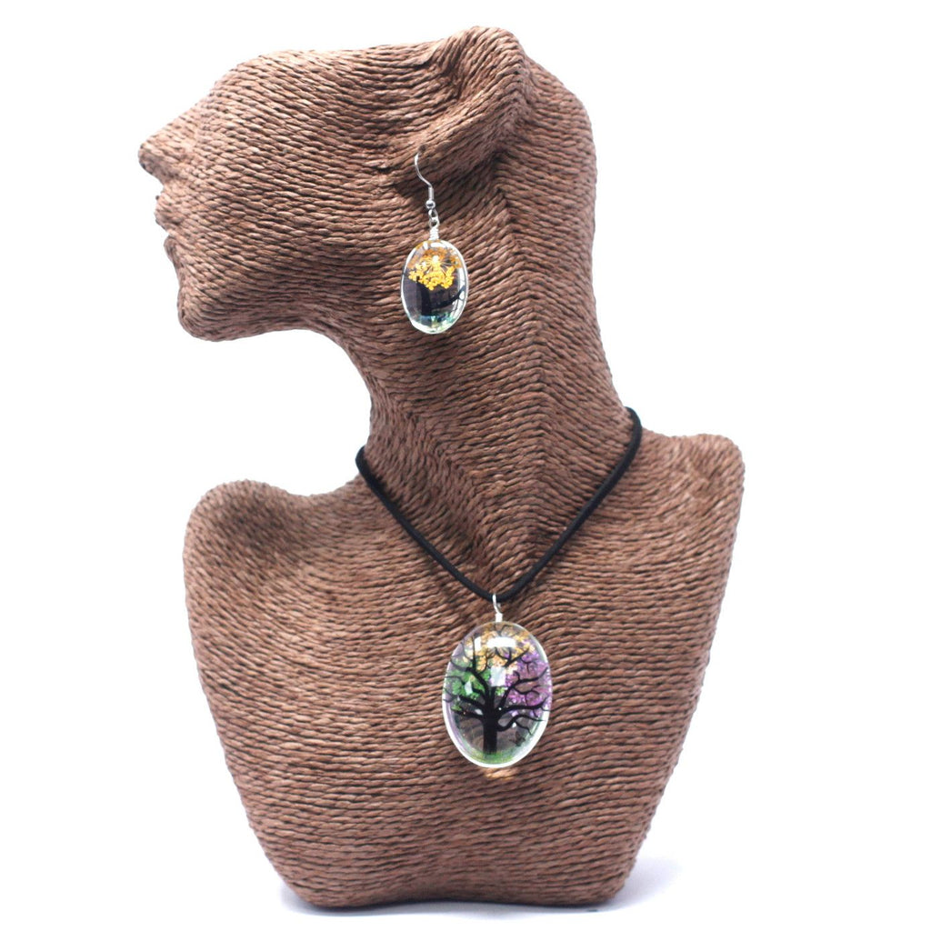 Tree of Life Pressed Flower Jewellery Set - Mixed Colours – view 2