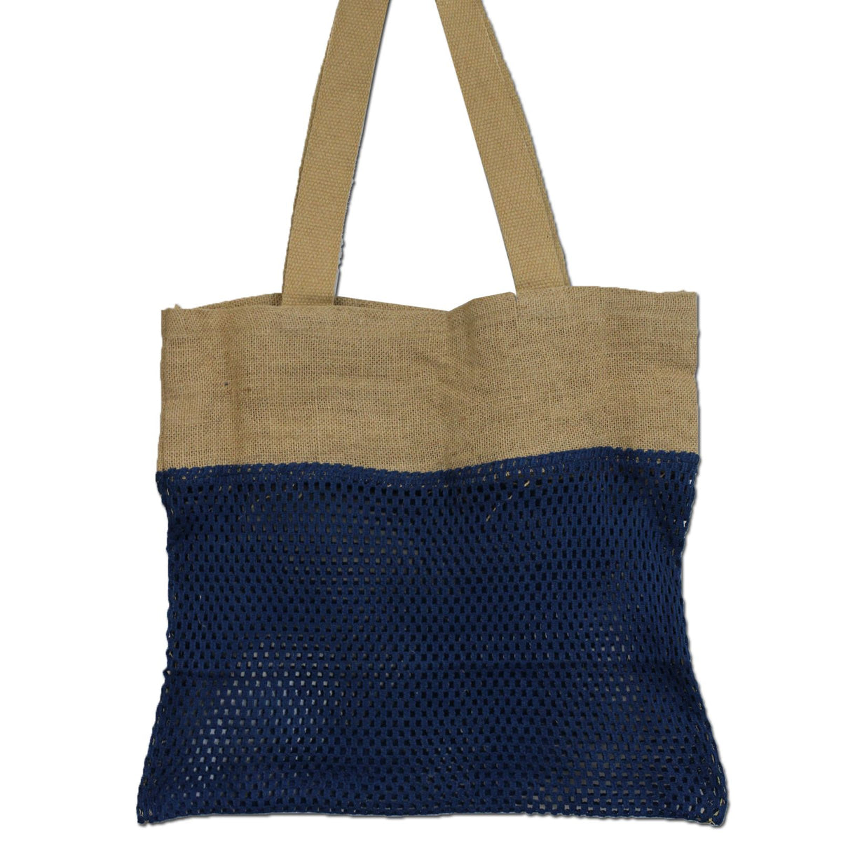 Cotton and Jute Mesh Shopping Bag, Denim – view 5