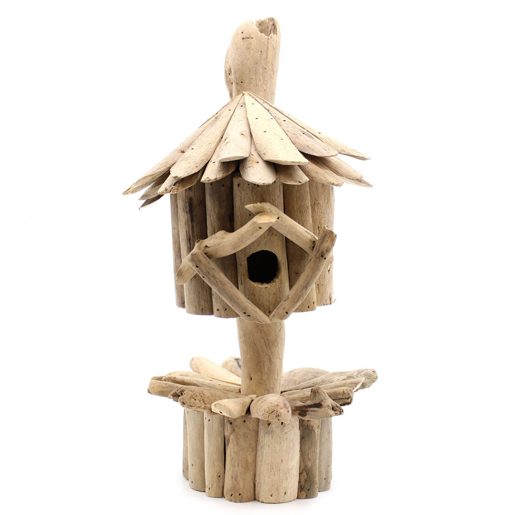 Recycled Driftwood Birdbox on Stand – view 2