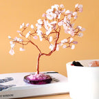 Large Rose Quartz Gemstone Tree on Pink Agate Base – view 2