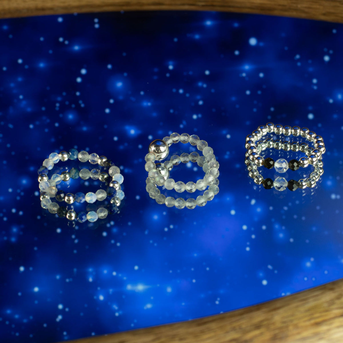 Nymph Gemstone Ring Set - Northern Lights Labradorite & Lapis – view 6