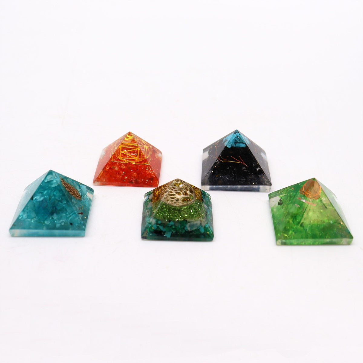 Small Orgonite Pyramid 25mm - Gemstone Chips and Copper – view 9