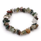 Moss Agate Chip Bracelet on Stretch Cord – view 2