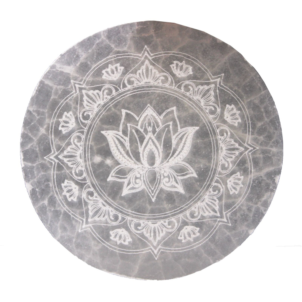 Selenite Medium Plate 10cm - Lotus Mandala Design – view 3